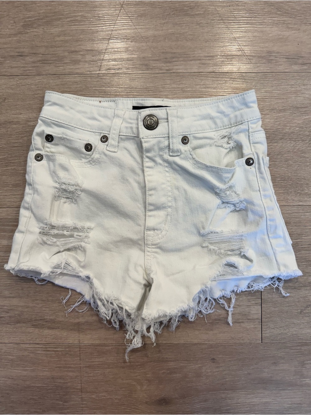 Girls' White Distressed Denim Cutoff Shorts